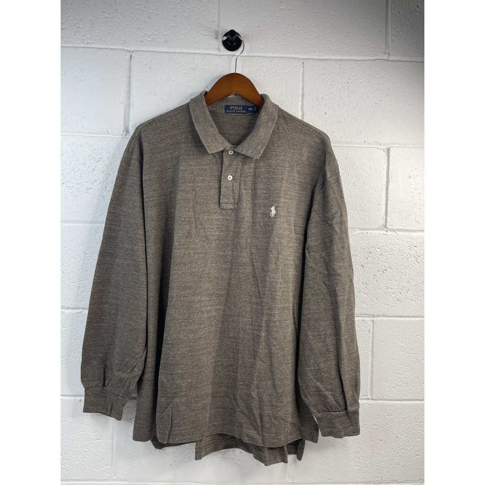 Polo Ralph Lauren Shirt Mens XXL Brown Long Sleeve Cotton Casual Pullover Dress